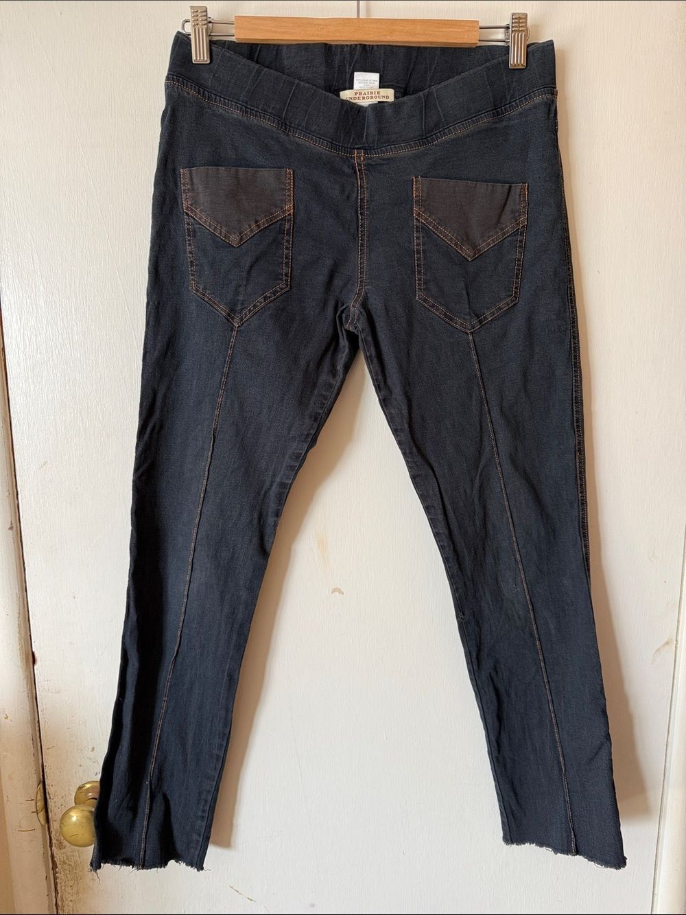 Prairie Underground Blue Skinny Crop Jeans Stretch Contrast Stitching | Medium